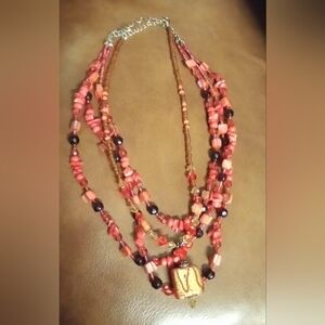 Chic Multi-Strand Red Beaded Necklace